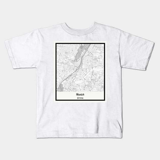 Map of Munich - Germany Kids T-Shirt by AeTDesignPT